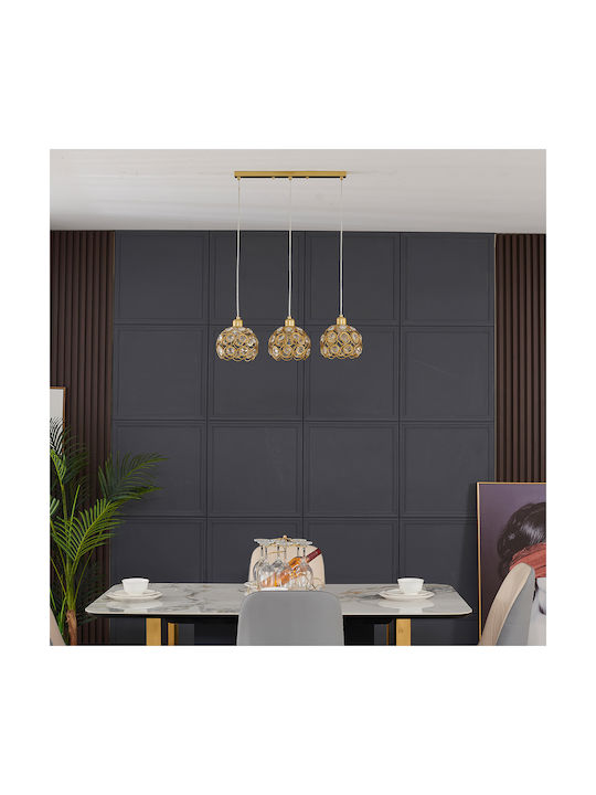 Agora Lighting Adjustable Pendant Light Gold Rail with Socket E27 65x65x90cm