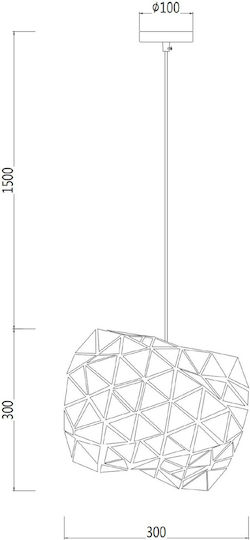 Agora Lighting Verstellbar Hängelampe Comet Raster mit Fassung E27 30x30x176cm.