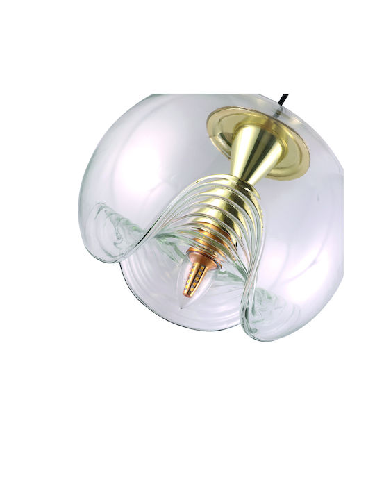 Agora Lighting Ρυθμιζόμενο Κρεμαστό Φωτιστικό Διάφανο Μπάλα με Ντουί E27 25x25x125εκ.