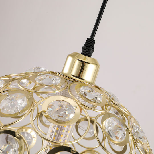 Agora Lighting Hängelampe Gold mit Kristallen