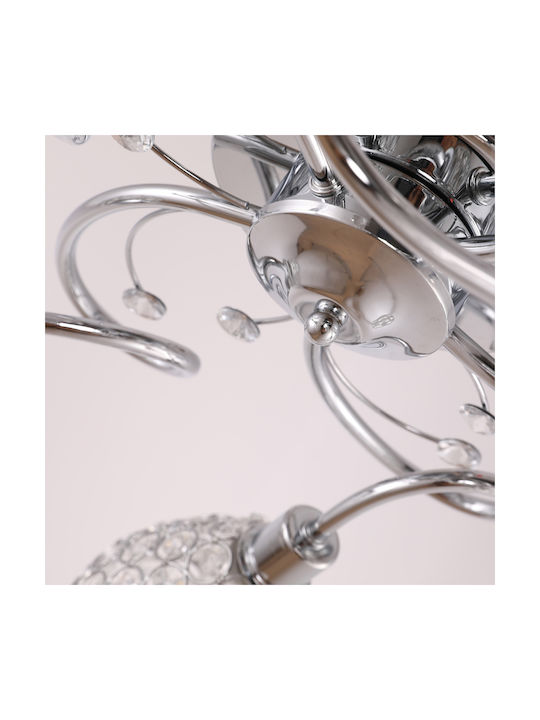 Agora Lighting Πλαφονιέρα Οροφής 59εκ. Ασημί με Ντουί E14