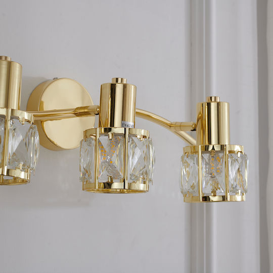 Agora Lighting Πλαφονιέρα Οροφής 49εκ. Χρυσή με Ντουί E14 με Κρύσταλλα