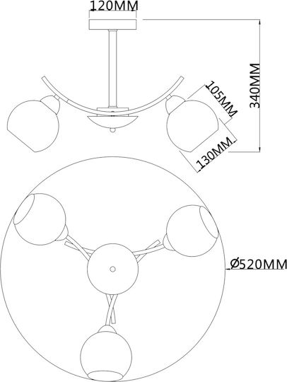 Agora Lighting Πλαφονιέρα Οροφής Ασημί με Ντουί E27