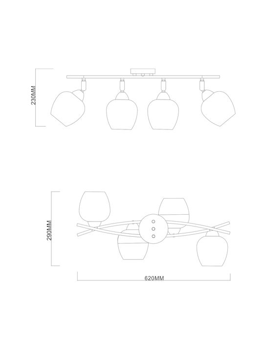 Agora Lighting Πλαφονιέρα Οροφής Χρυσή με Ντουί E27