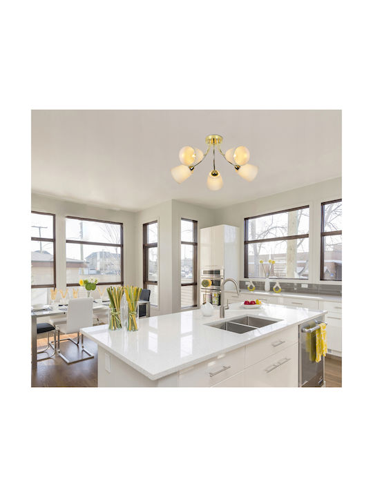 Agora Lighting Πλαφονιέρα Οροφής Χρυσή με Ντουί E27