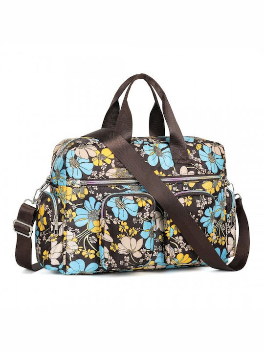 Miss Lulu Large Capacity Travel Bag 40 Cm 11.5 Cm 28 Cm with Multiple Zippered Pockets Flower Print Perfect Daily Use Brown Miss Lulu Large Capacity Travel Bag 40 Cm 11.5 Cm 28 Cm with Multiple Zippered Pockets Flower Print Perfect Daily Use Brown