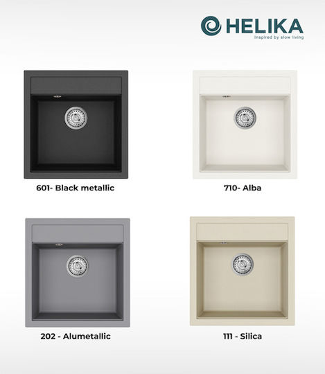 Tesa SQT100 Drop-In Küchenspüle aus Flüssigem Granit M49xB51cm Schwarze