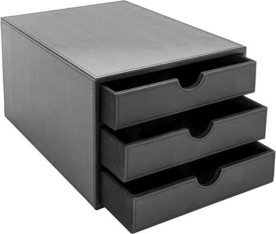 Osco Leather Desktop Drawer 3 Positions 25x18.5x34cm Black