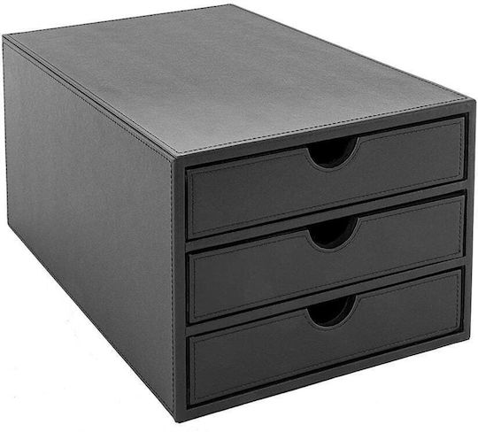 Osco Leather Desktop Drawer 3 Positions 25x18.5x34cm Black