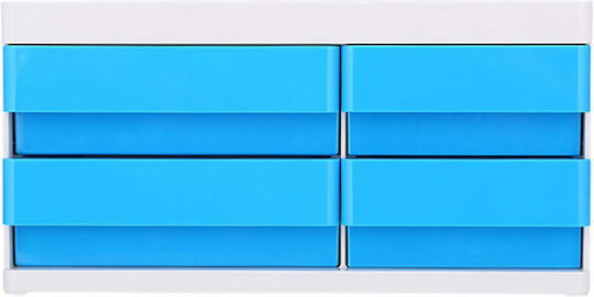 Deli Plastic Desktop Drawer 4 Positions 26.4x18.9x13.1cm Light Blue