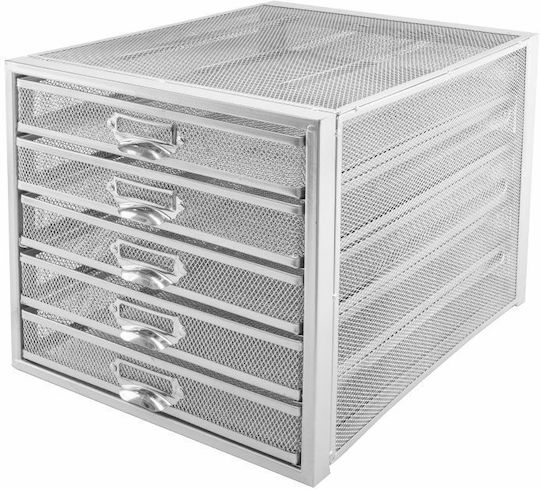 Osco Μεταλλικό Συρταράκι Γραφείου 5 Θέσεων 27.5x35.5x28.3cm Ασημί