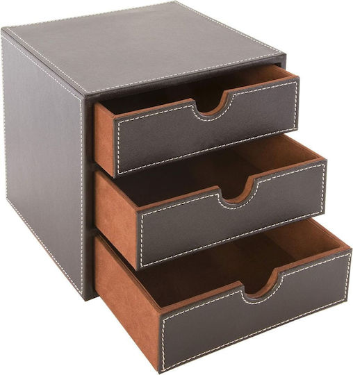 Osco Leather Desktop Drawer 3 Number of Spit 7.5x7.5x8.5cm Brown