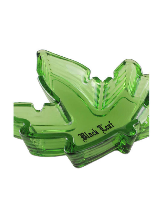 Τασάκι Γυάλινο Leaf Green Σχέδιο Κάνναβη 13x13cm