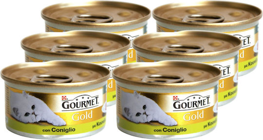 Gourmet Gold Πατέ Υγρή Τροφή για Ενήλικες Γάτες σε Κονσέρβα με Κουνέλι 85gr