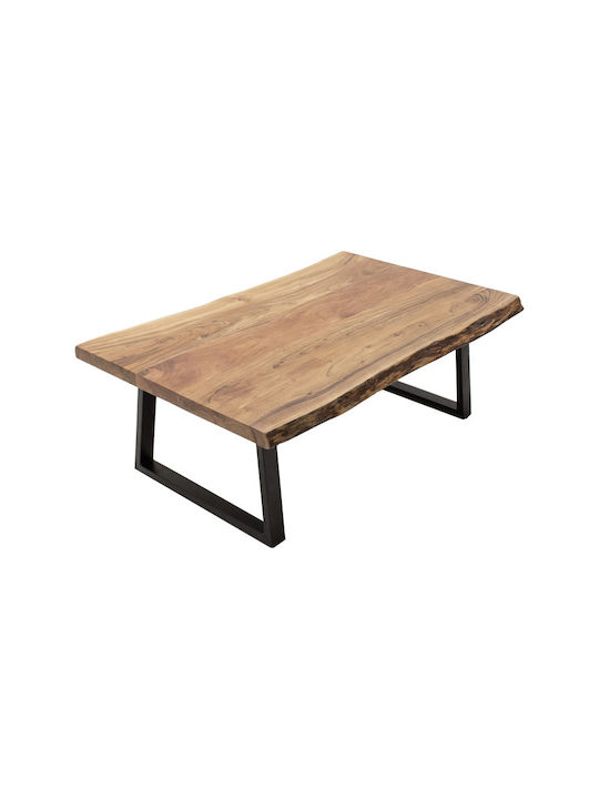 Rectangular Central Coffee Table Miles from Solid Brown Wood W115xD60xH45cm