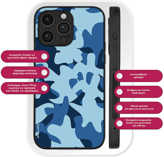 Husă Sonique Camouflage Army Series pentru Samsung Galaxy M55 5G Albastru