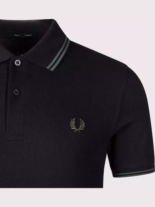 Polo Kurzarmbluse Black, Court Green