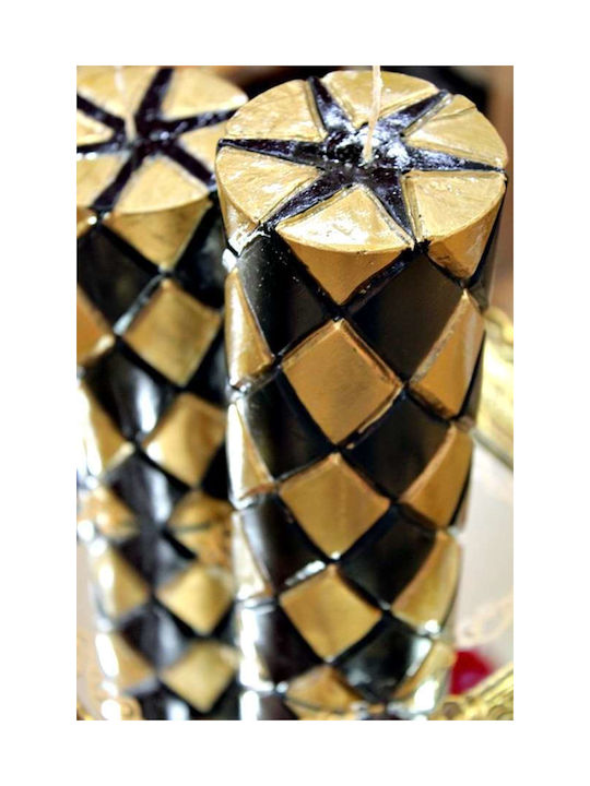 Carve Candle Gold Black Rhombus 7.5*10