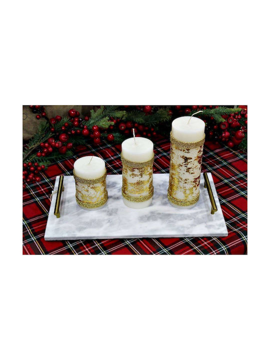 Scented Candle 6.5 X 20 Cm Gold Cord Gold Leaves