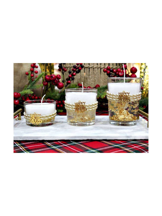 Scented Candle Glass Ø8.5 X 8.9 Cm Gel Decoration Gold Leaves