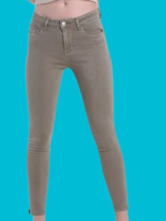 Γυναικείο Jean Παντελόνι Push Up σε Slim Εφαρμογή Χακι