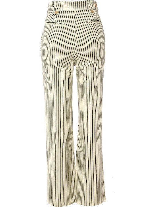 High Waist Women's Jean Trousers Flared in Regular Fit Natural Stripe