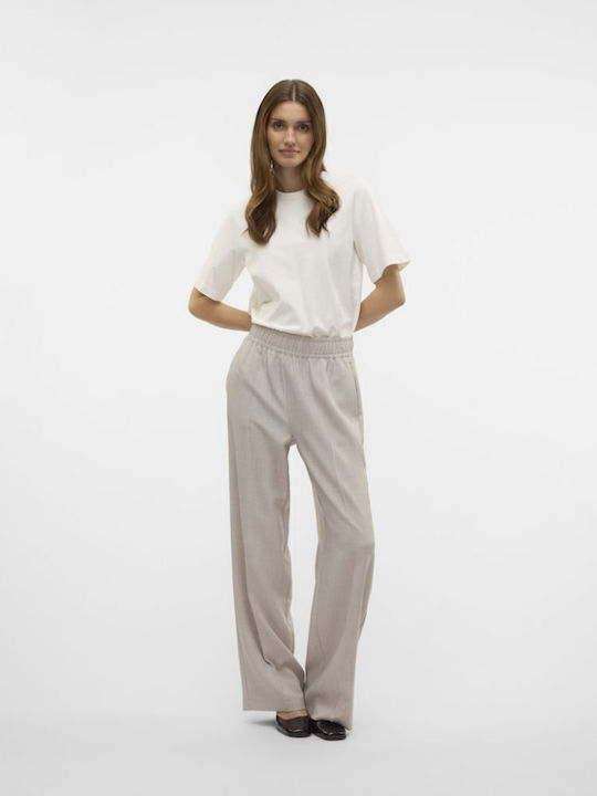 Women's Fabric Trousers with Elastic Loose Fit Vapor Blue/melange