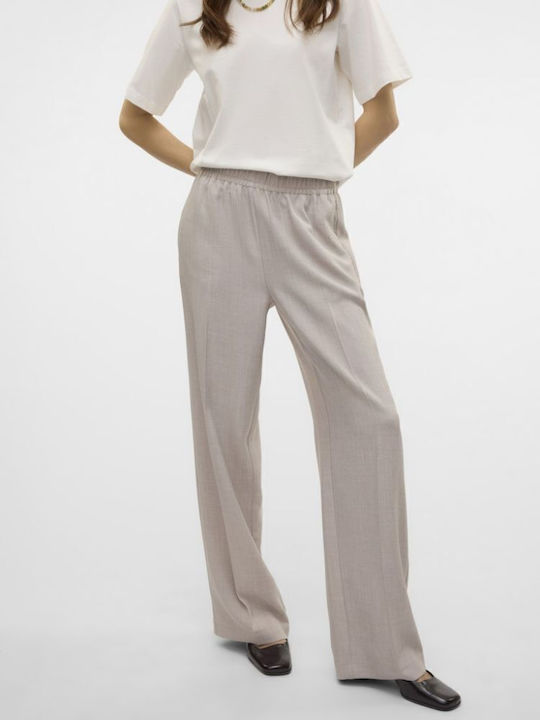 Women's Fabric Trousers with Elastic Loose Fit Vapor Blue/melange