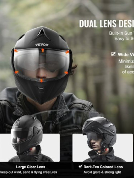 Vevor Motorcycle Helmet Motocross ECE 22.06 1510gr with Sunvisor