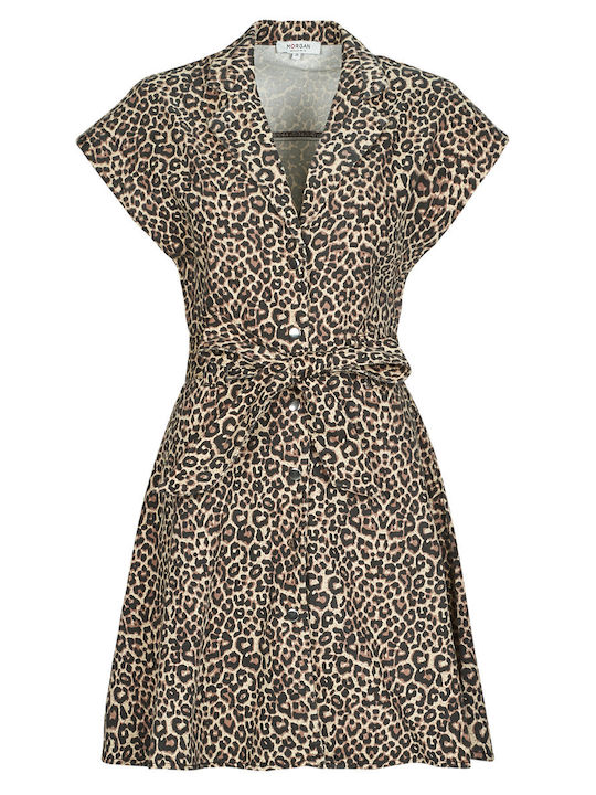 Sommer Mini Hemdkleid Braun