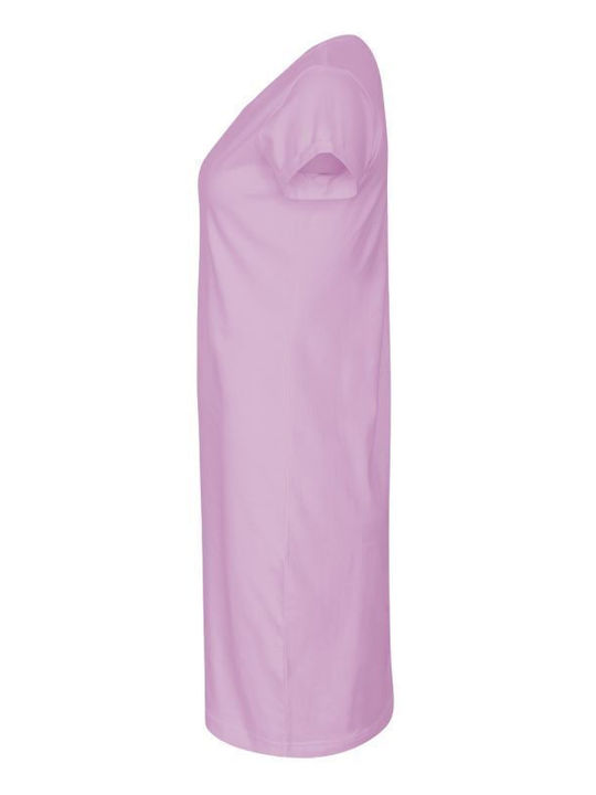 Sommer Mini Sportliches Damenkleid Kurzärmelig Rosa