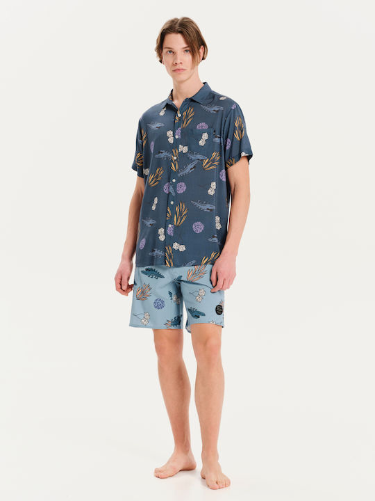 Къс ръкав Риза Тъмносиня