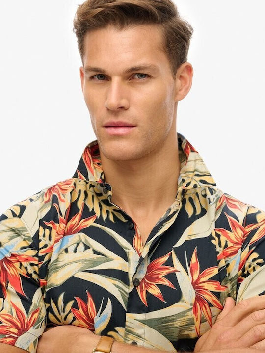 Hawaiian Print Къс ръкав Риза Dark Blue