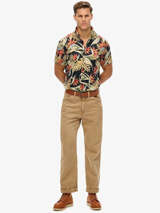 Hawaiian Print Къс ръкав Риза Dark Blue