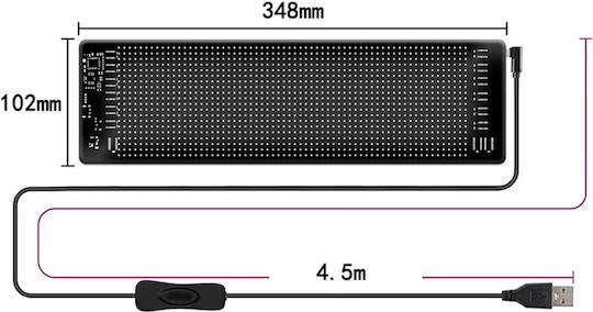 Led Matrix Panel Rgb Sign Flaglight Bluetooth Programmable Remote Control Smartphone App 20*64 Pixels Ip65 10w 5v 348x102 Mm