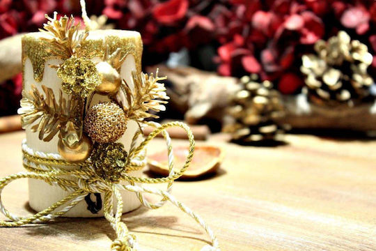Gerakis Christmas Gold Candle 10x6.5cm