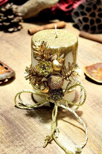 Gerakis Christmas Gold Candle 10x6.5cm