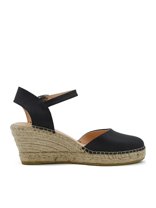 Women's Leather Espadrilles Black