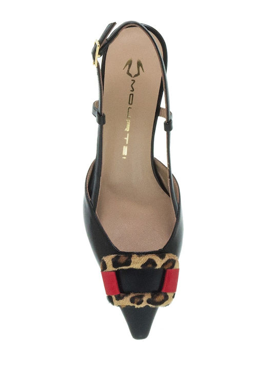 Leather Black Heels with Strap