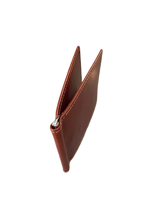 Leather Money Clip Tabac Brown