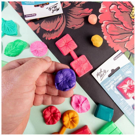 Presă dublă pentru lut Mont Marte 3,5×3,5cm Floral Mosp0043
