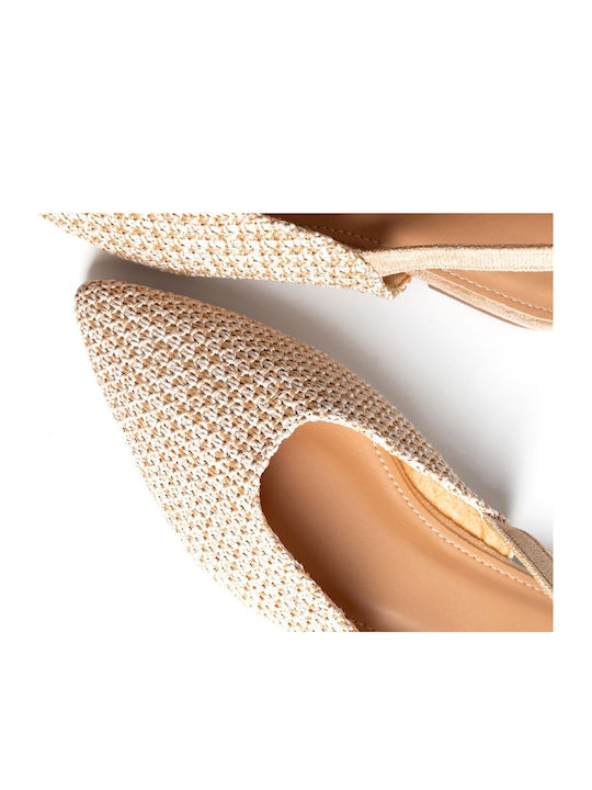 Damen Ballerinas Slingback mit Riemen in Beige Farbe