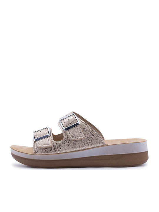 Women's Flat Sandals in Beige Color