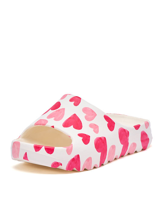 Frauen Flip Flops White/Pink Hearts