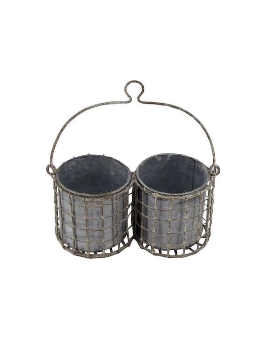 Artekko Übertopf Hölzernes Silber 21.5x21.5x10εκ.