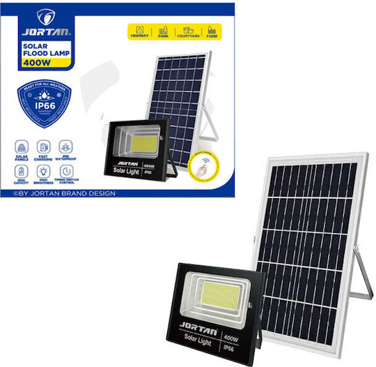 Jortan Στεγανός Ηλιακός Προβολέας LED 400W Ψυχρό Λευκό 6500K με Τηλεχειριστήριο IP66