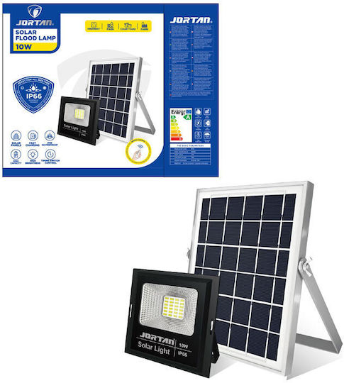 Jortan Waterproof Solar LED Floodlight 10W Cold White 6500K with Remote Control IP66