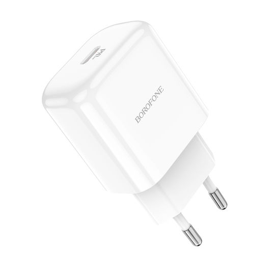 Borofone Charger Without Cable with USB-C Port 20W Power Delivery / Quick Charge 3.0 Whites (BN3)