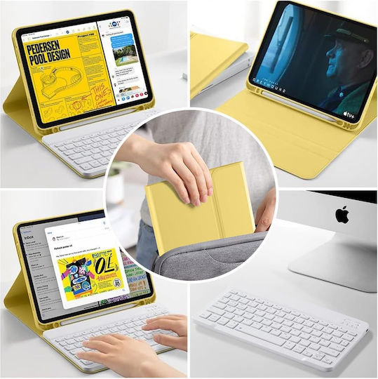 Флип Капак с Клавиатура Жълт iPad 2022 10.9 инча