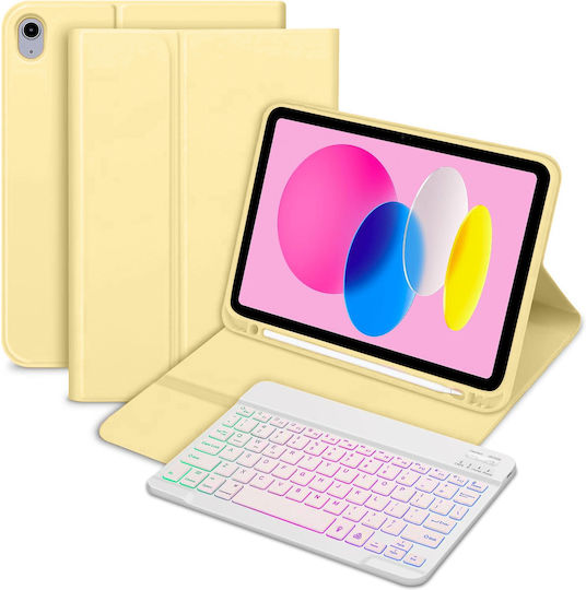 Флип Капак с Клавиатура Жълт iPad 2022 10.9 инча